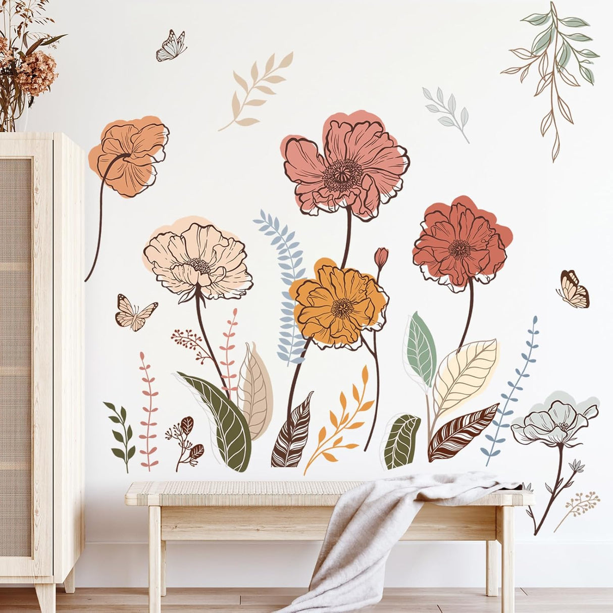 Pegatinas de Flores Wondever para Paredes, Decoración Boho