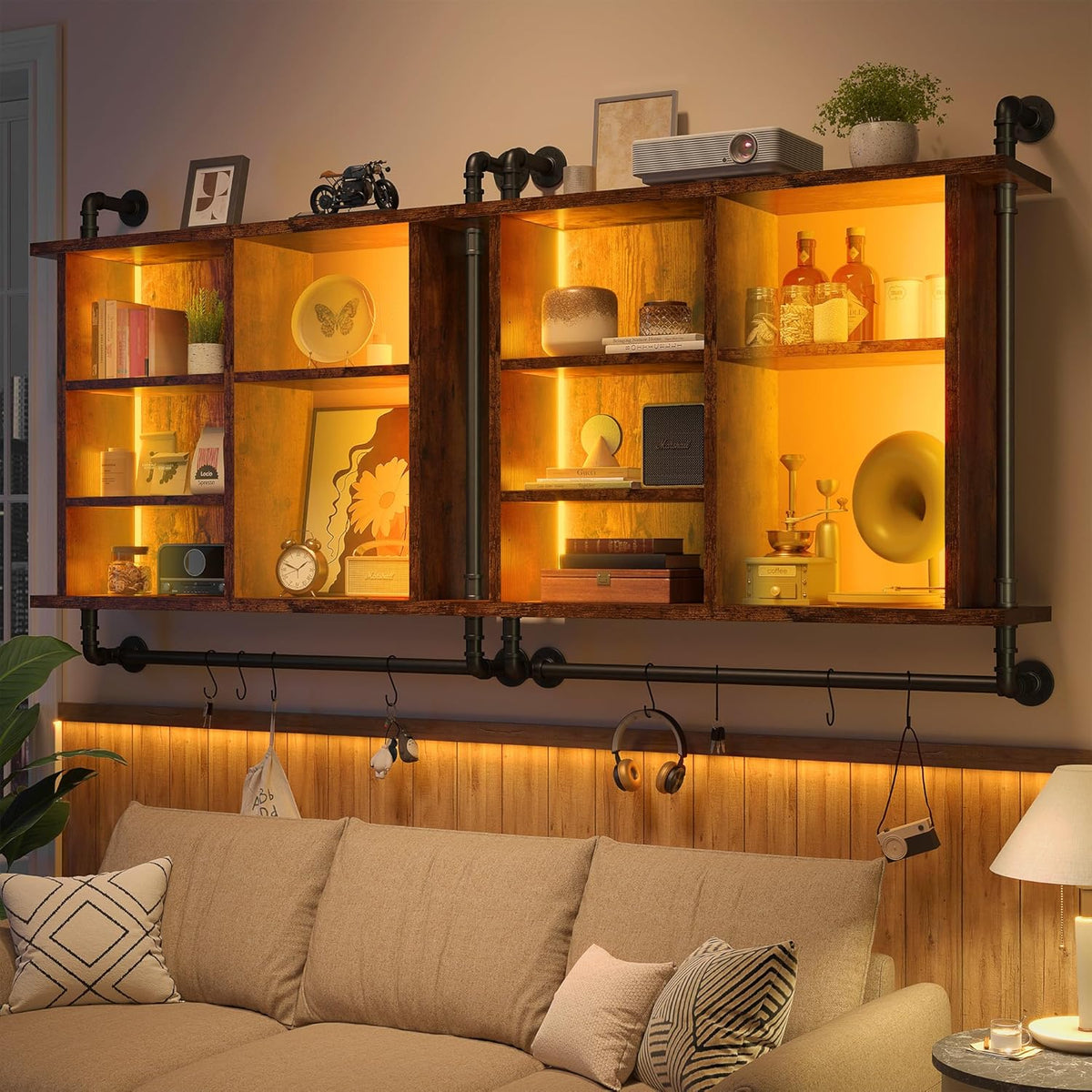 Estanterías Flotantes REIBII con LED y Accesorios - Modelo 37