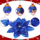 Flores Artificiales Poinsettia, Decoración Navidad, 36 Pcs