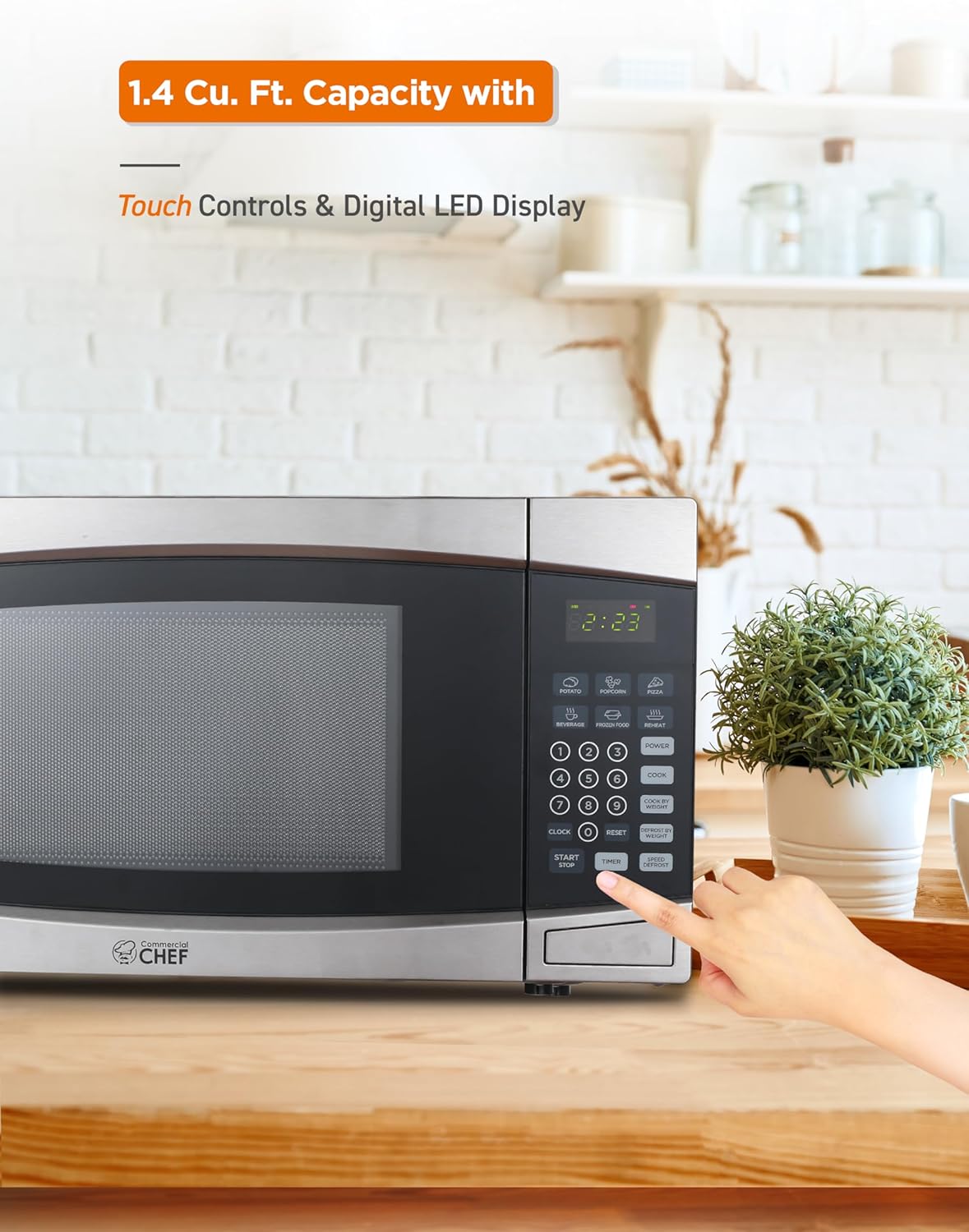 Microondas Comercial Chef 1.4 Pies Cúbicos 1100W, 10 Niveles