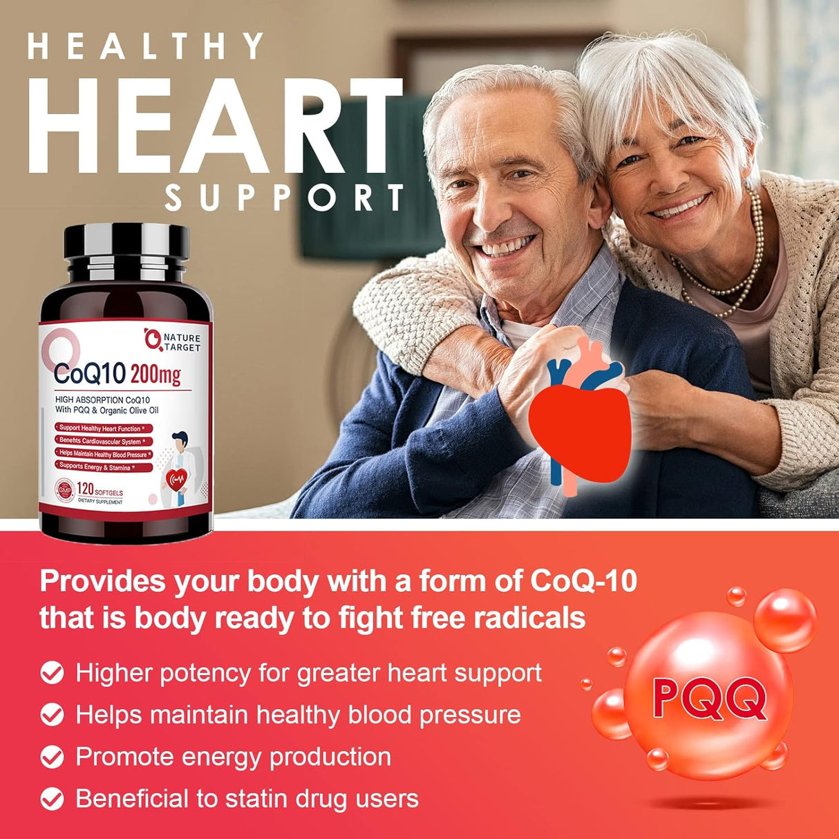 NATURE TARGET CoQ10-200mg + PQQ Cápsulas 120 Servings