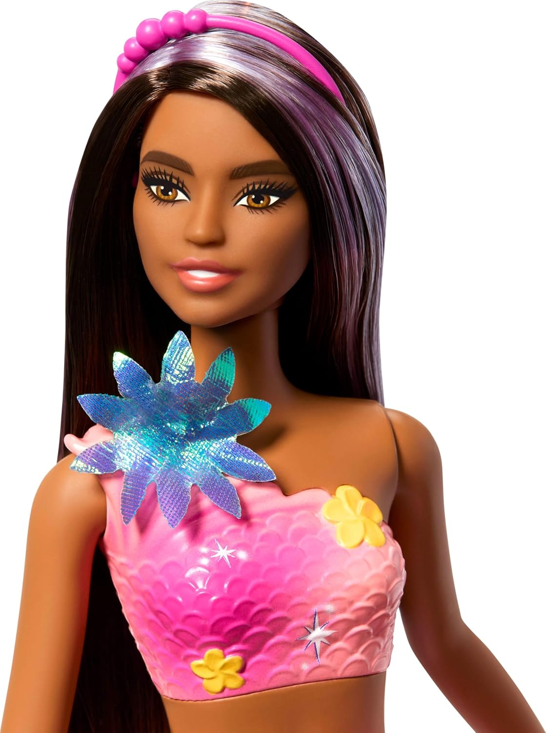 Barbie Muñeca Sirena con Flores Sorpresa, Cabello Largo