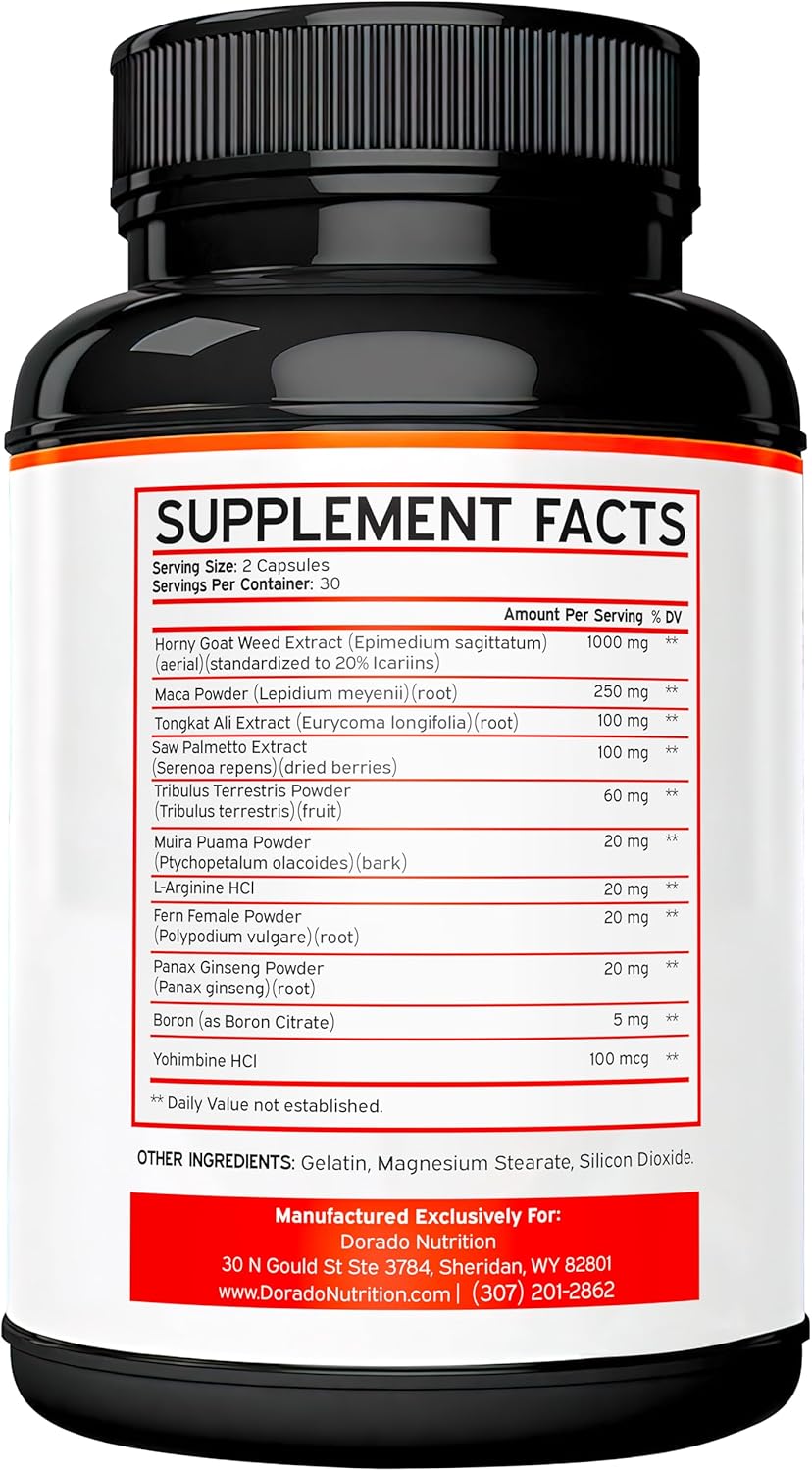 Horny Goat Weed USA - Max Fuerza, Resistencia y Circulación - 60 Cápsulas