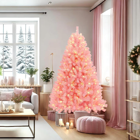 Árbol de Navidad Artificial 6FT con Luces Cálidas, Premium, Modelo 800