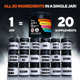 Suplemento para hombres Tongkat Ali 20 en 1 con Astrágalo Marca 90 cápsulas