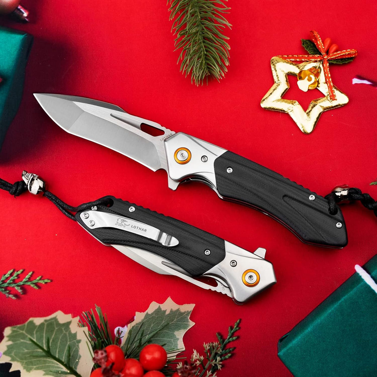 Cuchillo de bolsillo para hombre, plegable con acero D2