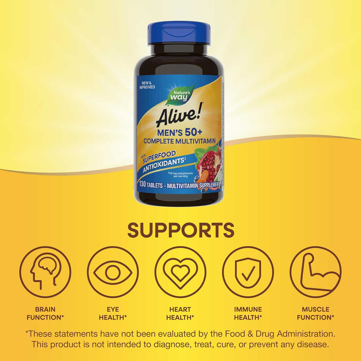 Multivitamínico Hombre 50+ Nature’s Way Alive! 130 tabletas