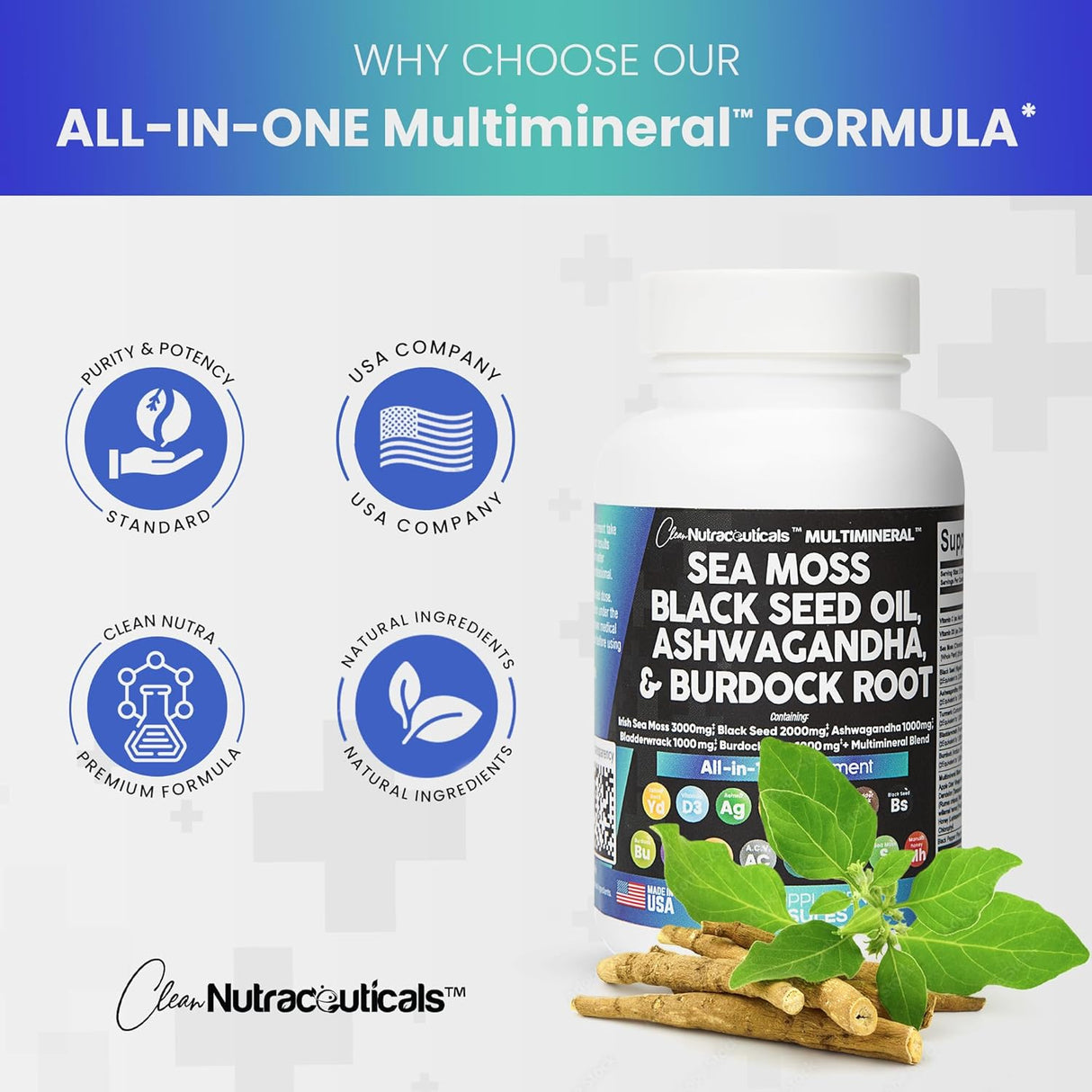 Suplementos Musgo marino 3000 mg aceite de semilla negra