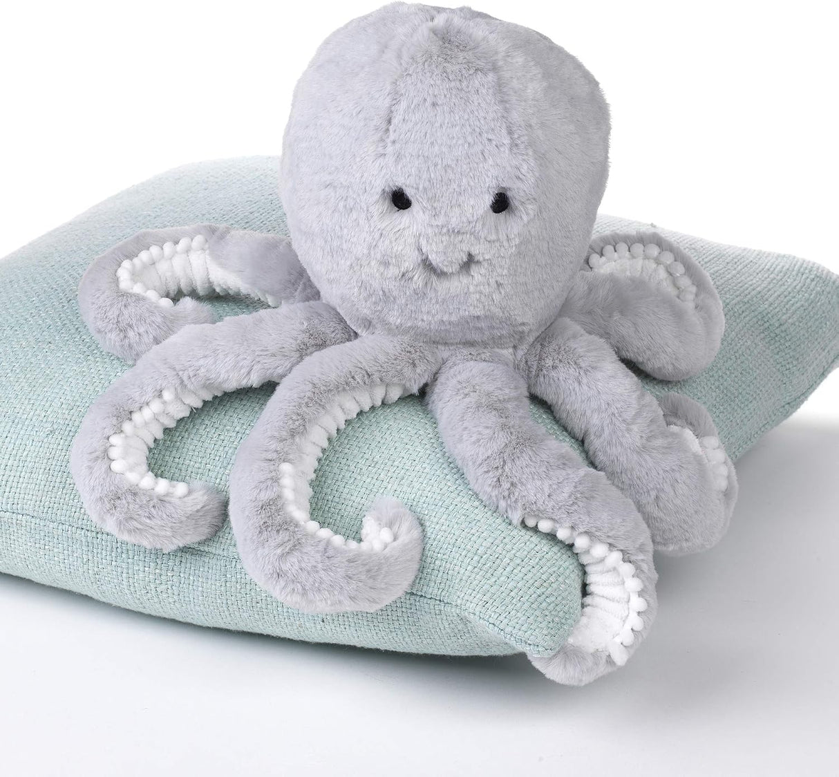 Lambs &amp; Ivy Juguete de peluche de pulpo gris de peluche azul océano - Inky