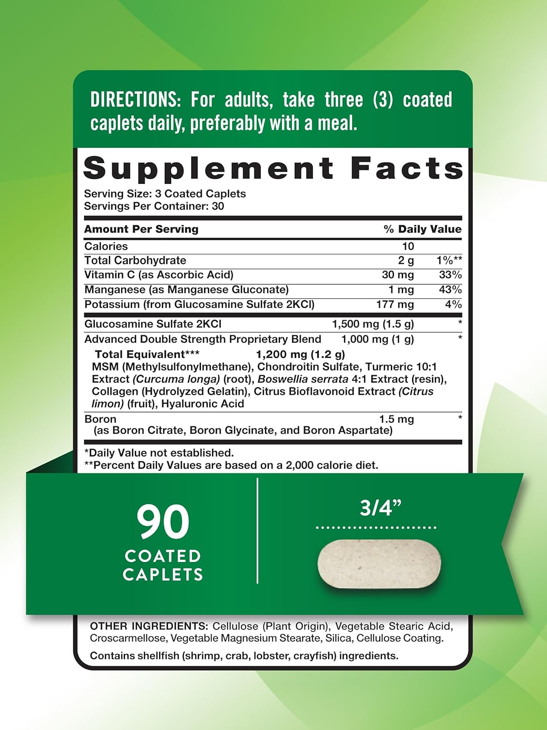 Complejo de Glucosamina, Condroitina y MSM | Nature's Truth 90 Caplets