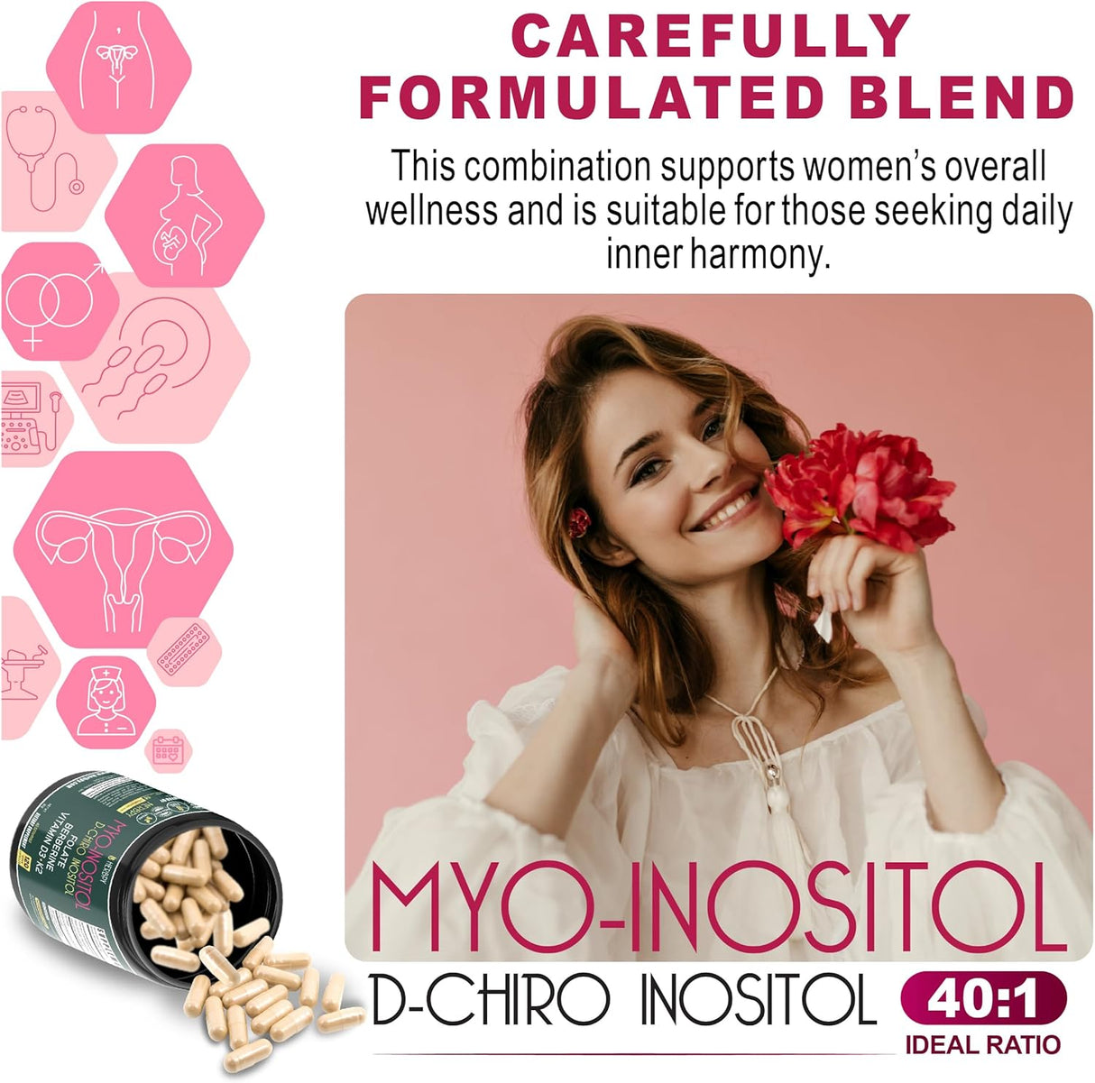 Suplemento 6en1 para mujeres, balance hormonal, 120 cápsulas