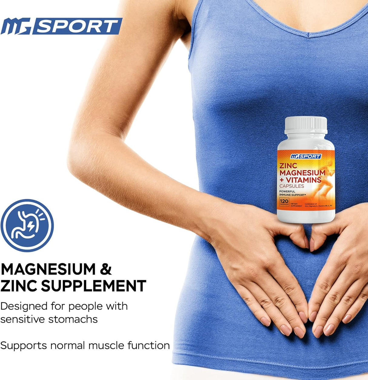 Suplemento Magnesio, zinc y vitaminas B6, B9, ácido fólico