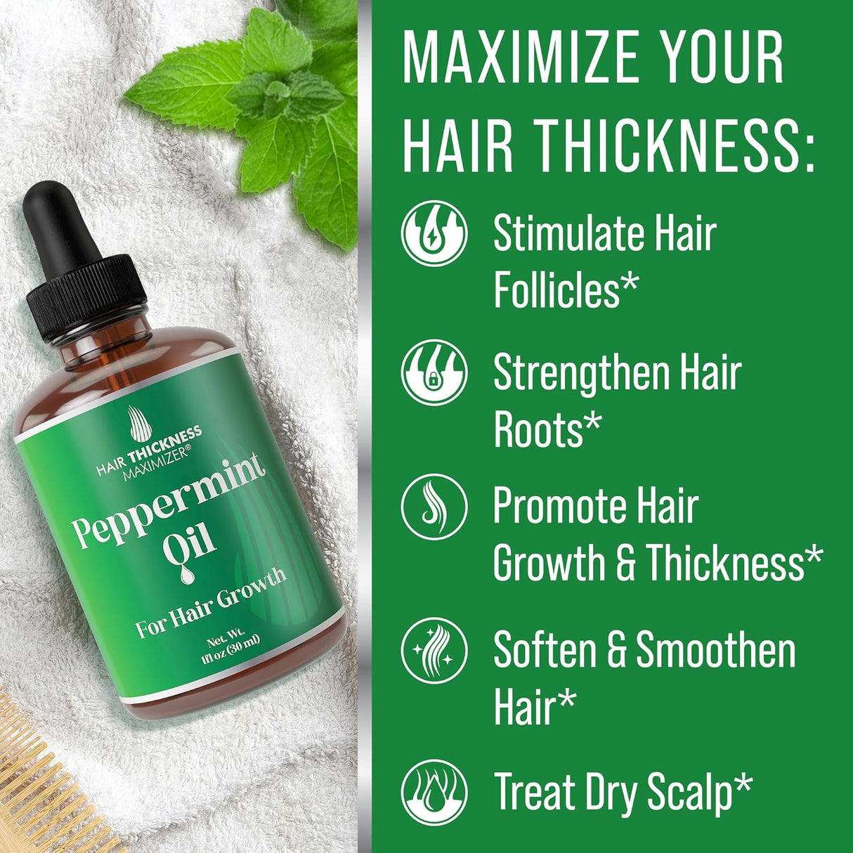 Aceite para el crecimiento del cabello de menta 1oz
