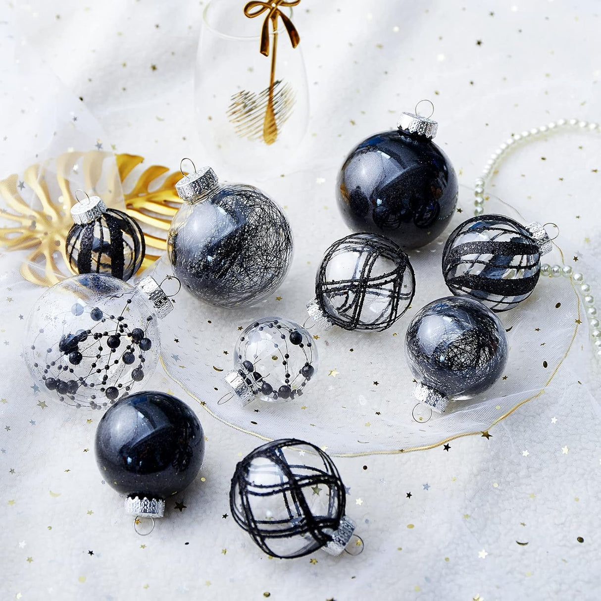 Navidad Adornos Transparentes, 24ct, Decorativas y Resistentes