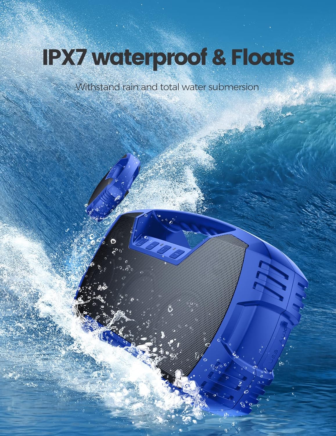 Altavoz Bluetooth IPX7 impermeable de 40W, estéreo potente