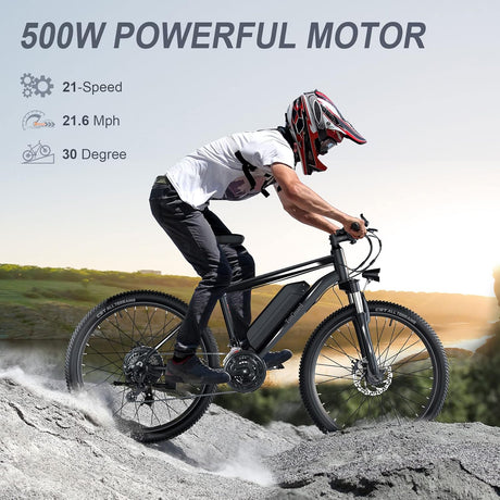 Bicicleta Eléctrica Wooken 750W, 55mi, 21 Velocidades, 27.5