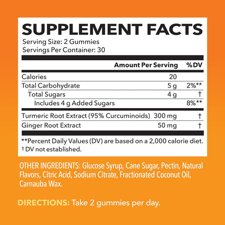 Gomitas de cúrcuma y jengibre para salud articular - Modelo Melocotón
