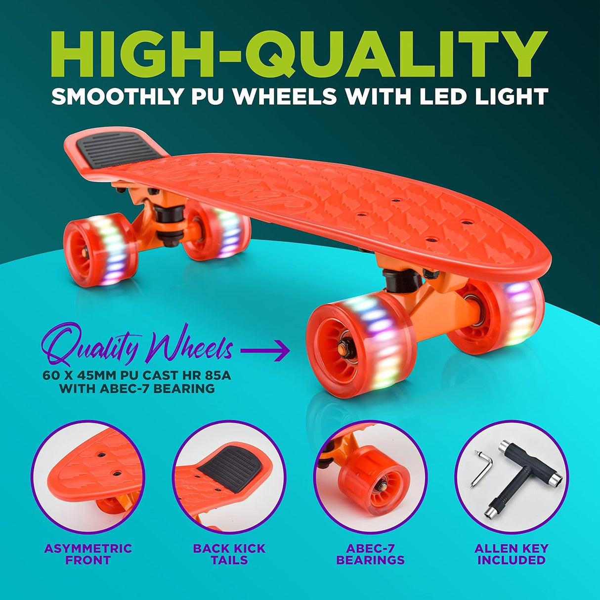 Skateboards o patineta roja para niños Hurtle HCSK182