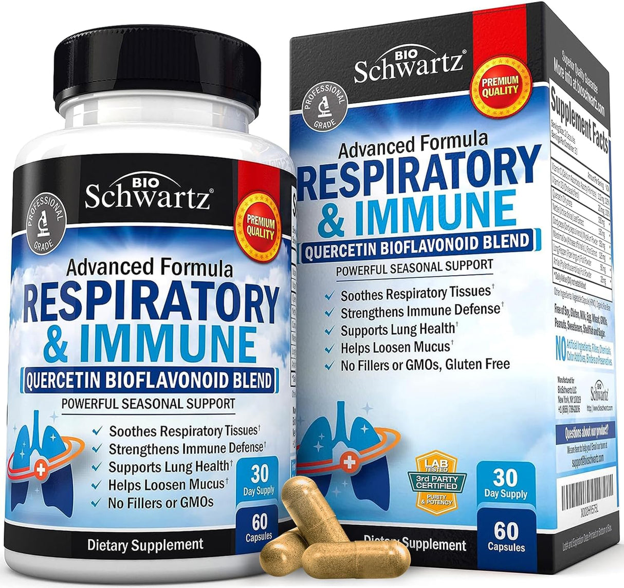 Suplemento Quercetina y Vitaminas C y D - Apoyo Respiratorio