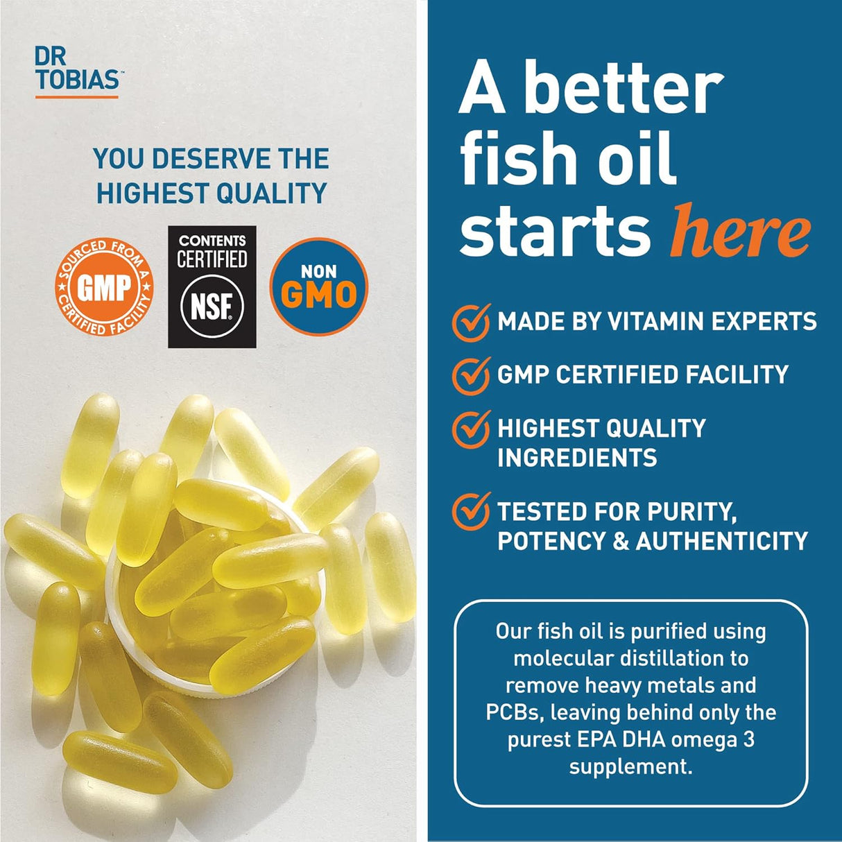 Suplemento Omega 3 Dr. Tobias 2000mg 60 cápsulas blando