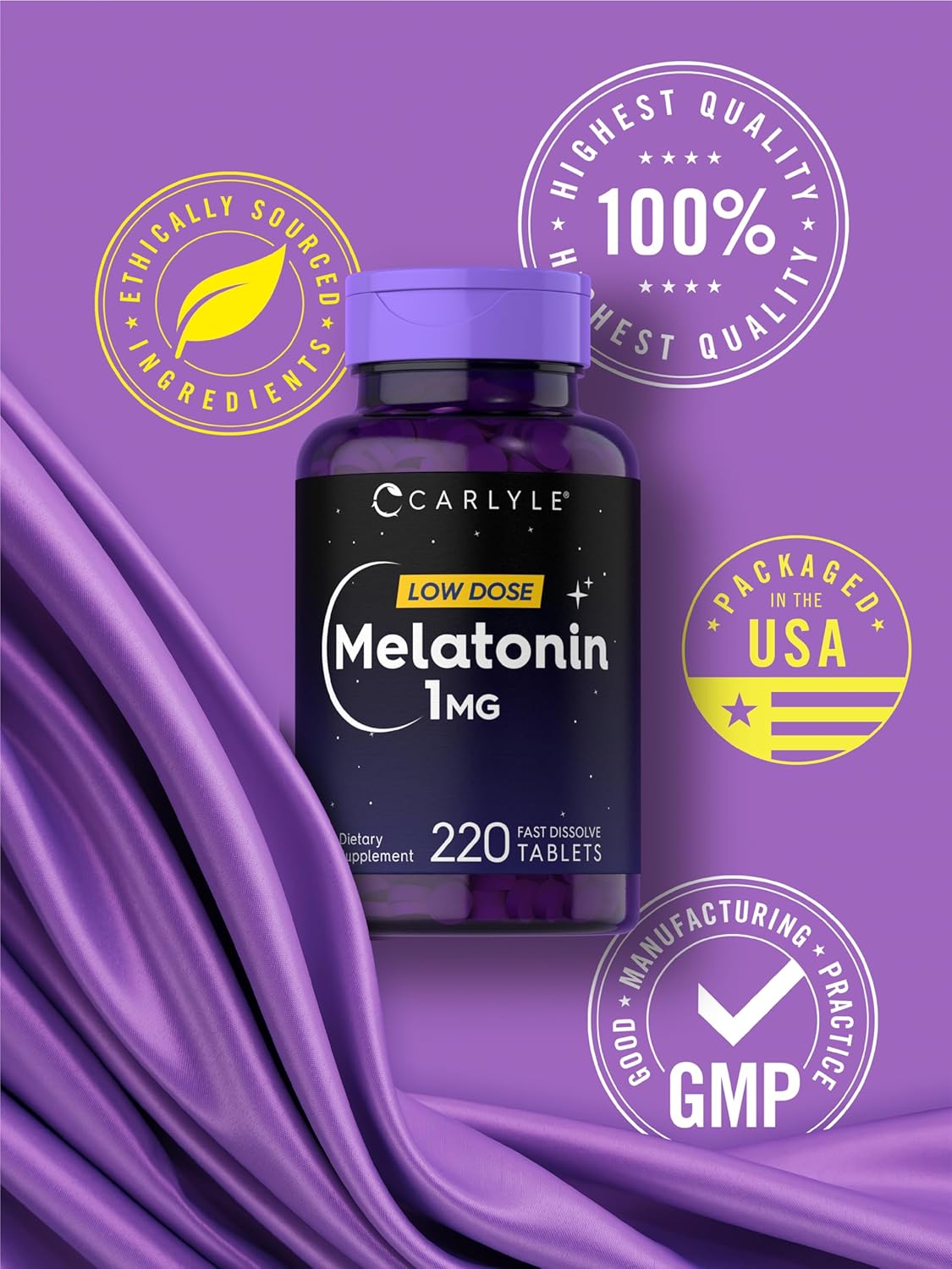 Melatonina Carlyle 1 mg | 220 Tabletas Vegetarianas Dissolubles