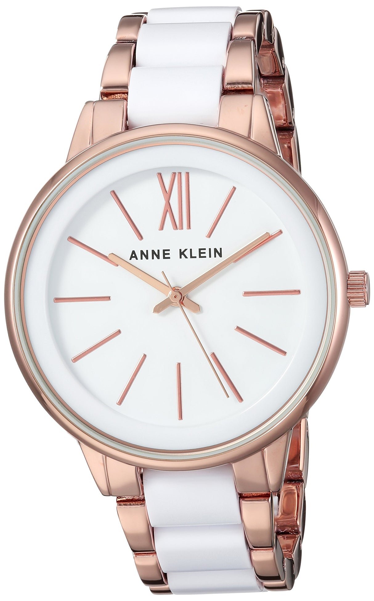 Reloj de pulsera en tono dorado rosa y blanco para mujer