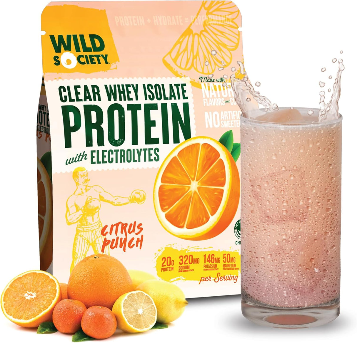 Wild Society Proteína de Suero Pulido + Electrolitos, 20 g