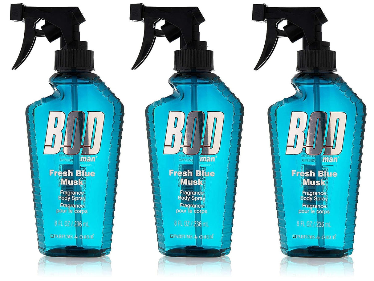 Spray Corporal Musk Azul Fresco 8 onzas, Paquete de 3