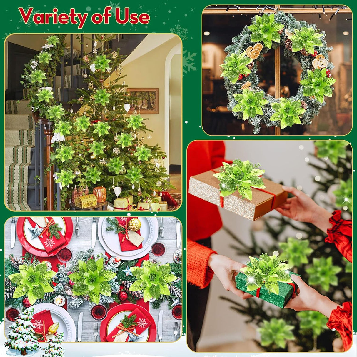 Flores Artificiales Poinsettia Serwalin 20pcs Decoraciones 14cm