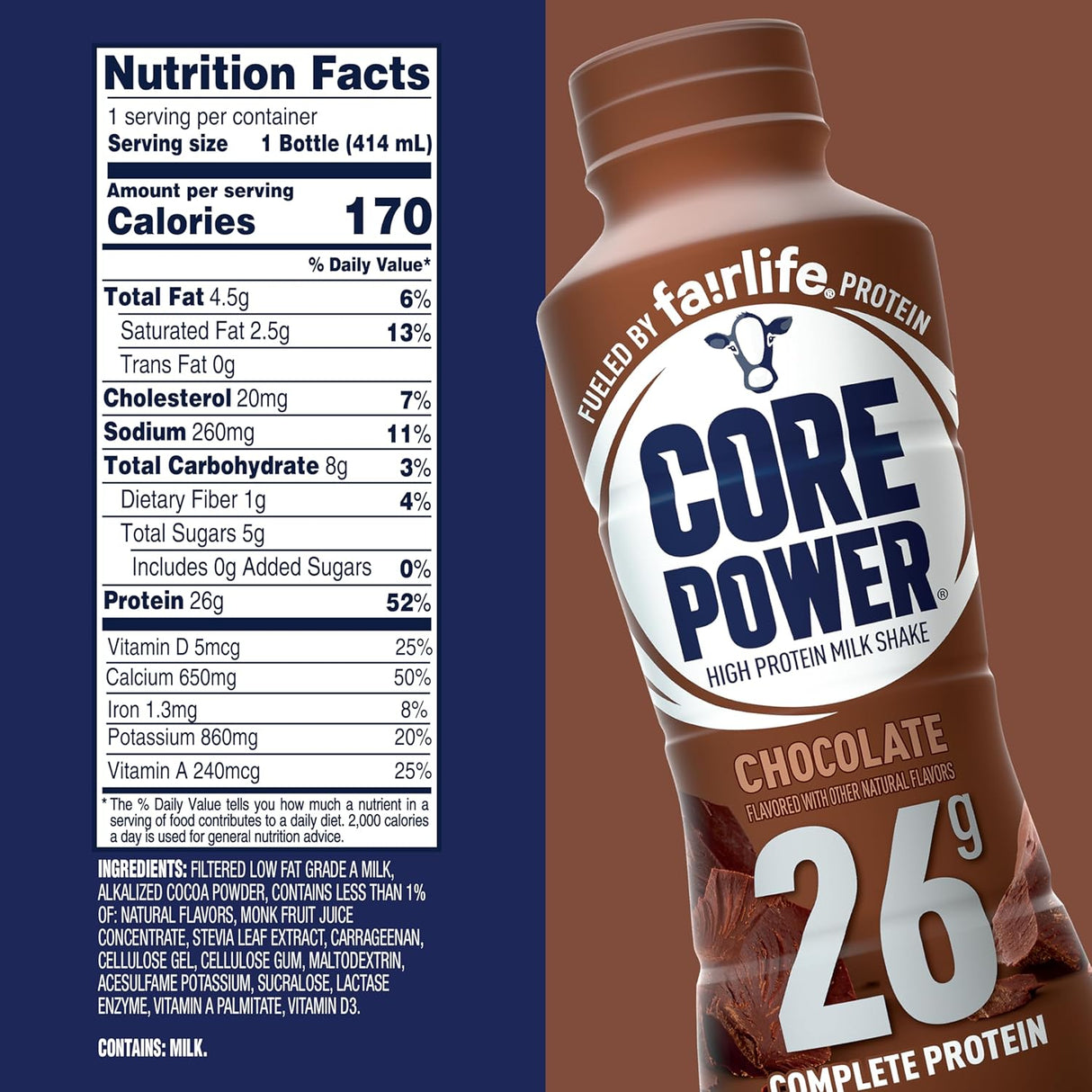 Batido de Proteína Core Power, 26g, 14oz, Paquete de 12