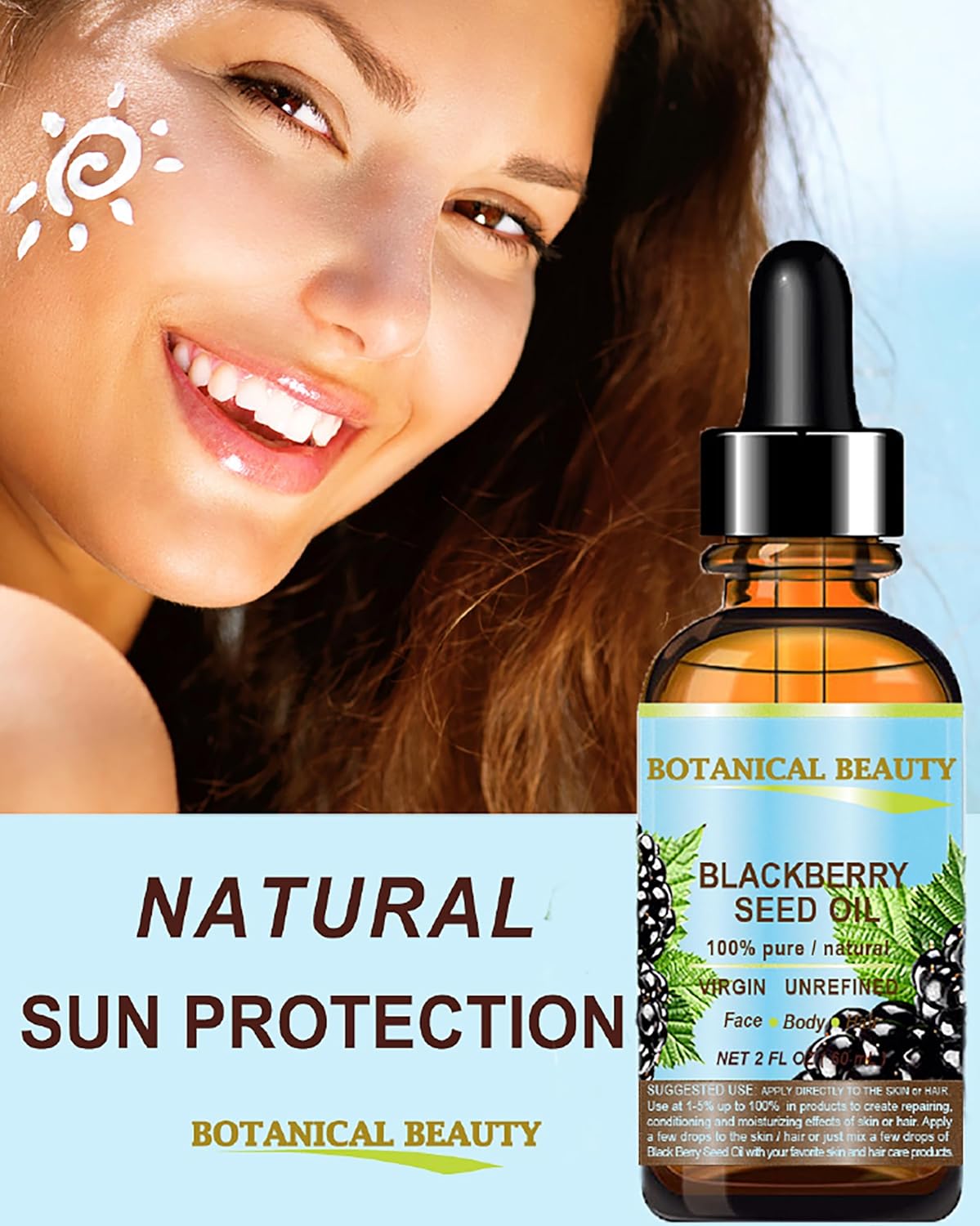 Aceite de Semilla de Mora Virgen Natural para Cara, Piel y Cabello