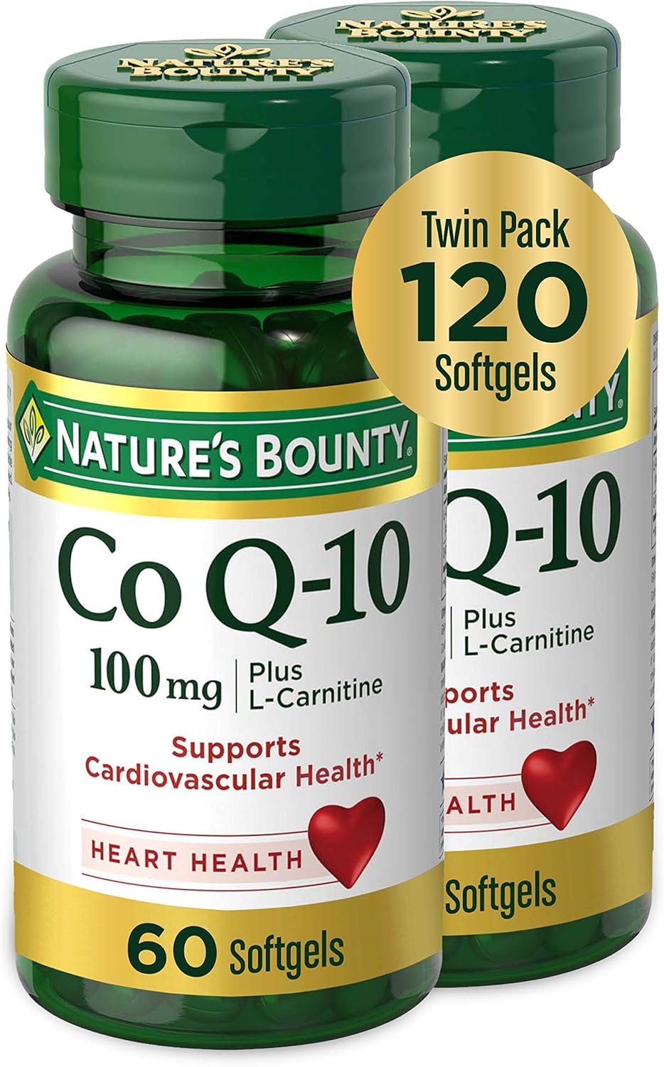 CoQ10 Nature's Bounty Suplemento 100mg + L-Carnitina Twin Pack