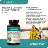 Suplemento Omega 3 NatureWise 1000mg, 60 Cápsulas, EPA/DHA