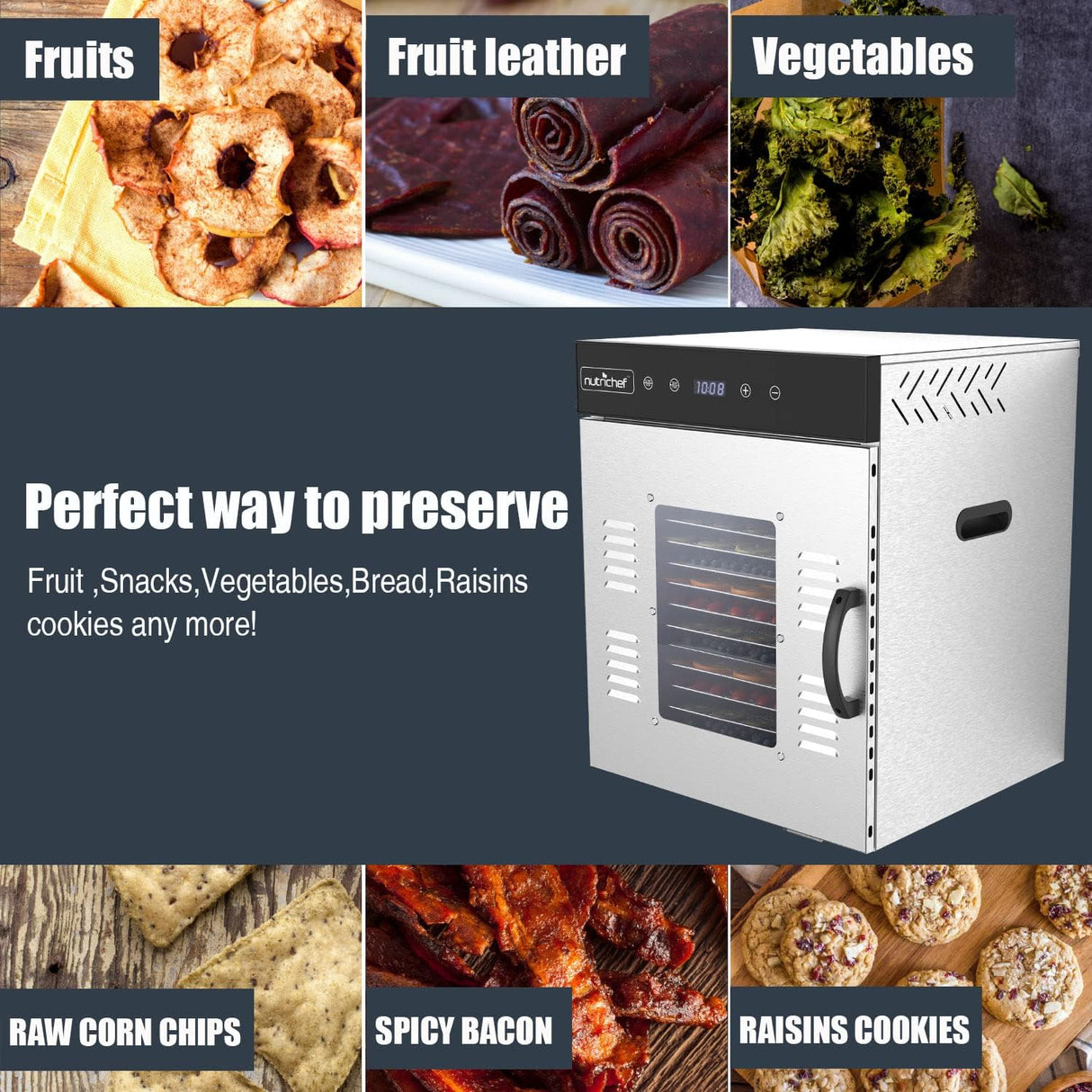 Deshidratadores de Alimentos NutriChef 1000V NCFD14A