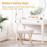 Taburete de Maquillaje Cuadrado con Patas de Metal X, Modelo LUE BONA