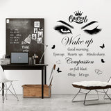 Vinilo Inspiracional Ojos Pestañas Decoración Pared para Mujeres