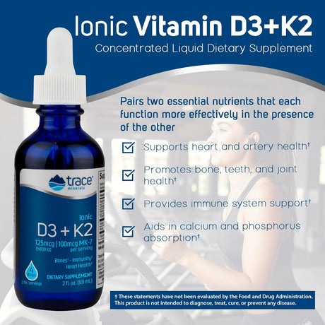 Suplemento Trace Minerals Vitamina iónica líquida D3 + K2
