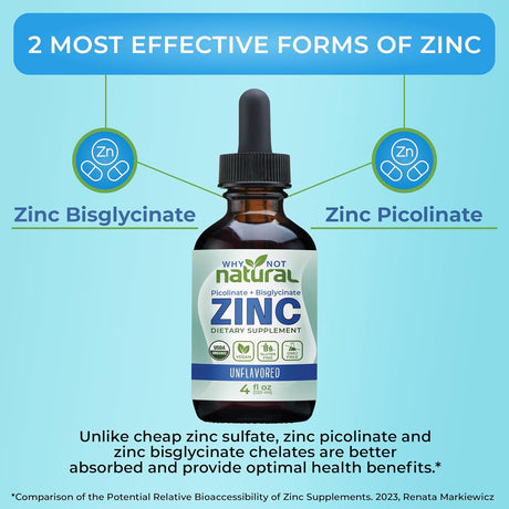 Suplemento líquido de Zinc orgánico con Picolinato y Bisglicinato, Vegano