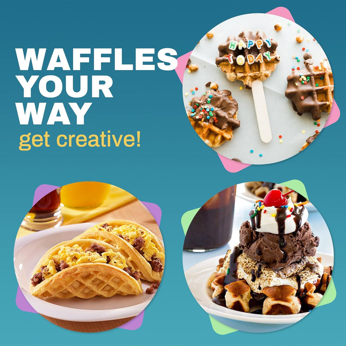 Waffle Maker Elite Gourmet EWM460, 1.25” gruesas, fácil limpieza