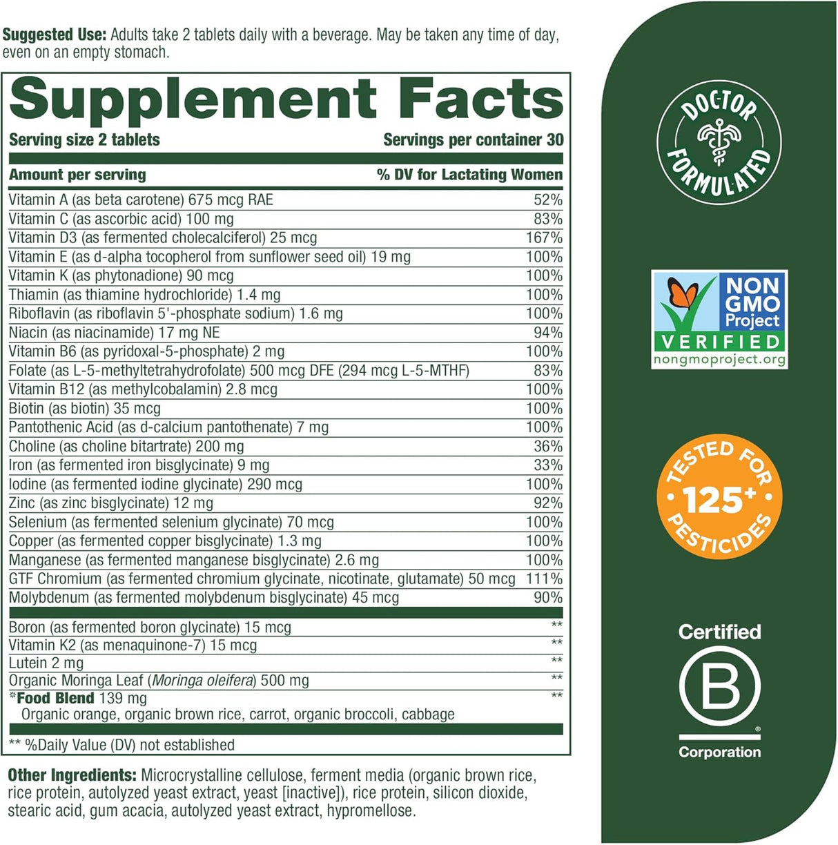 Suplemento MegaFood Baby & Me 2 Vitaminas posnatales 60und