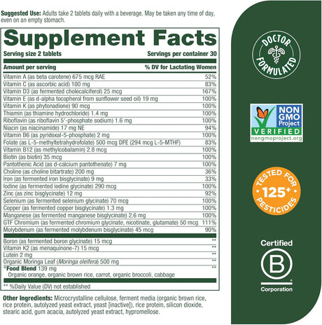 Suplemento MegaFood Baby & Me 2 Vitaminas posnatales 60und