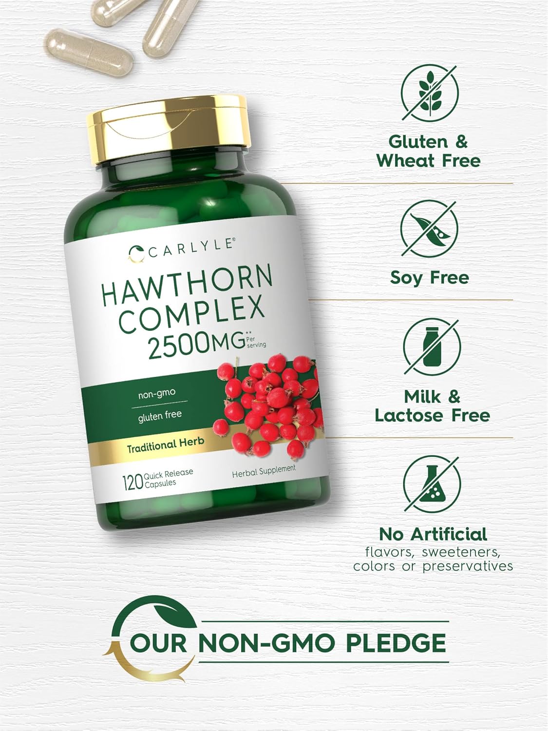 Suplemento Carlyle Hawthorn Berry Complex  2500 mg 120 cáp