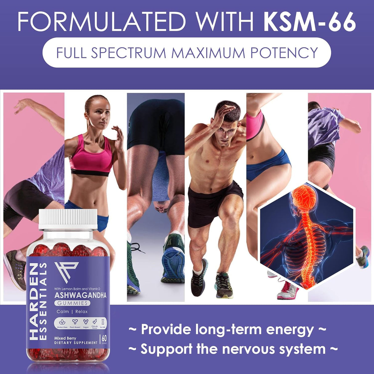 Gomitas KSM-66 Ashwagandha - Vegan, Sin Gluten, 750mg (60)