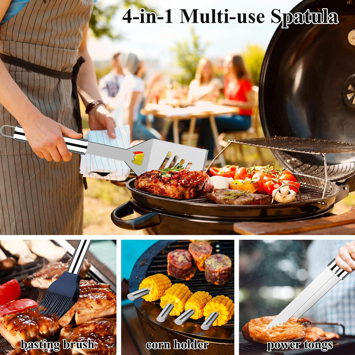 Juego de Utensilios de BBQ 27pcs ROMANTICIST, Acero Inoxidable