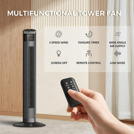 Ventilador Torre Oscilante Simple Deluxe 36, 3 Velocidades, Remote