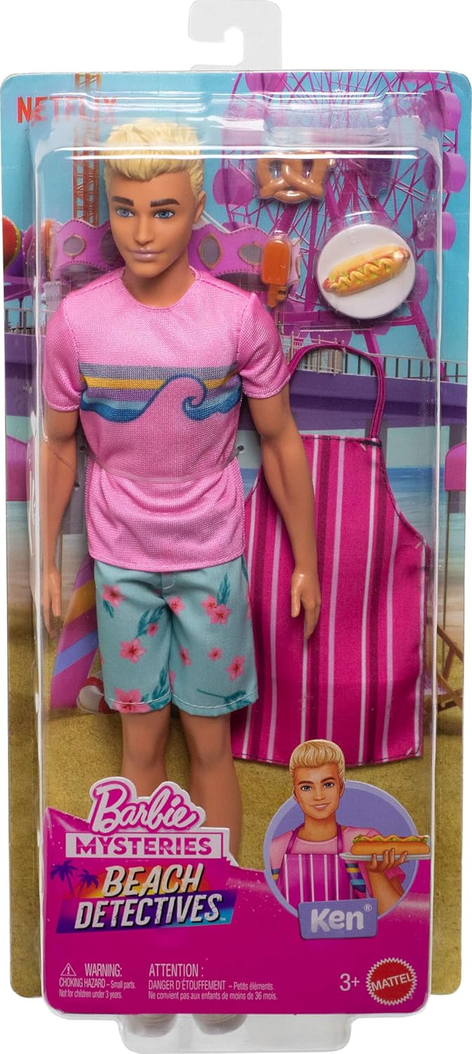 Barbie Mysteries Detectives Ken Muñeco con accesorios y ropa desmontable