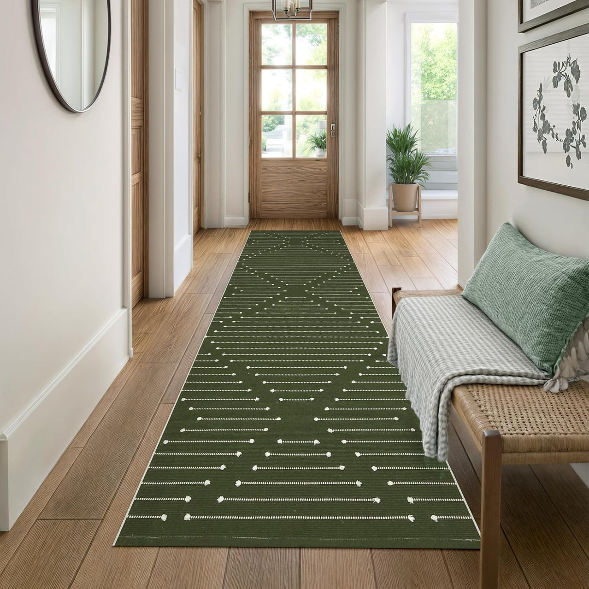 Alfombra Runner Boho LIVEBOX, Lavable, 2'x8', Modelo para Pasillo