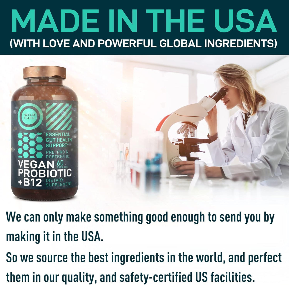 Vegan Probiotic Plus B12 - 22B CFU, Prebiotics, Digestión