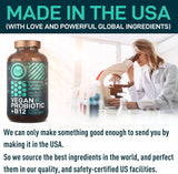 Vegan Probiotic Plus B12 - 22B CFU, Prebiotics, Digestión