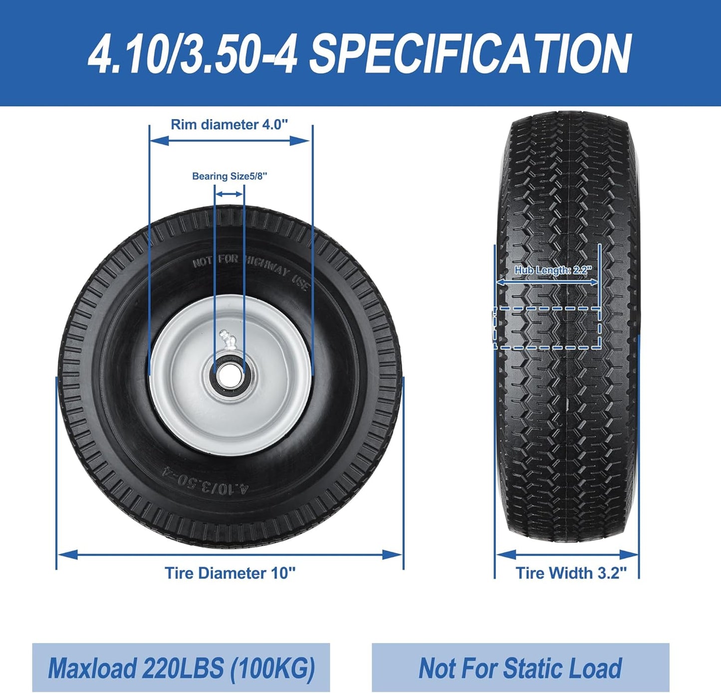 Neumáticos 4.10/3.50-4  para carretilla Talla 10"